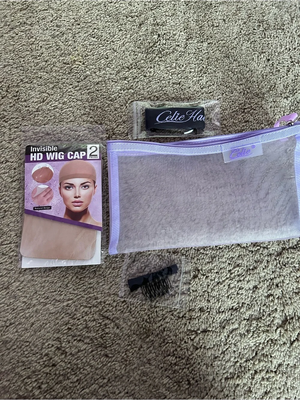 Lavender Wig Accessory Kit with Invisible HD Wig Cap